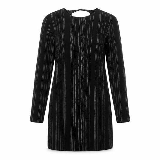 Mango Womens Black Striped Viscose Shift  Size L  Round Neck