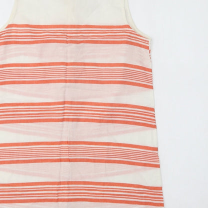 Preloved Papaya Womens White Striped Cotton Basic Button-Up Size 8 Collared - Label