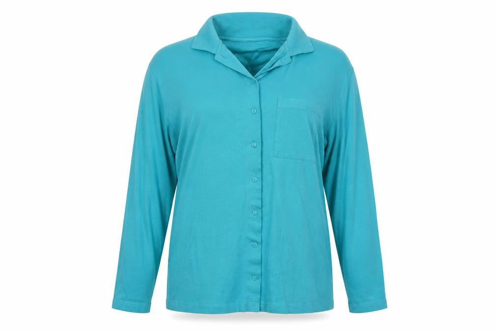 3 Suisses Womens Blue  Cotton Basic Button-Up Size 14 Collared