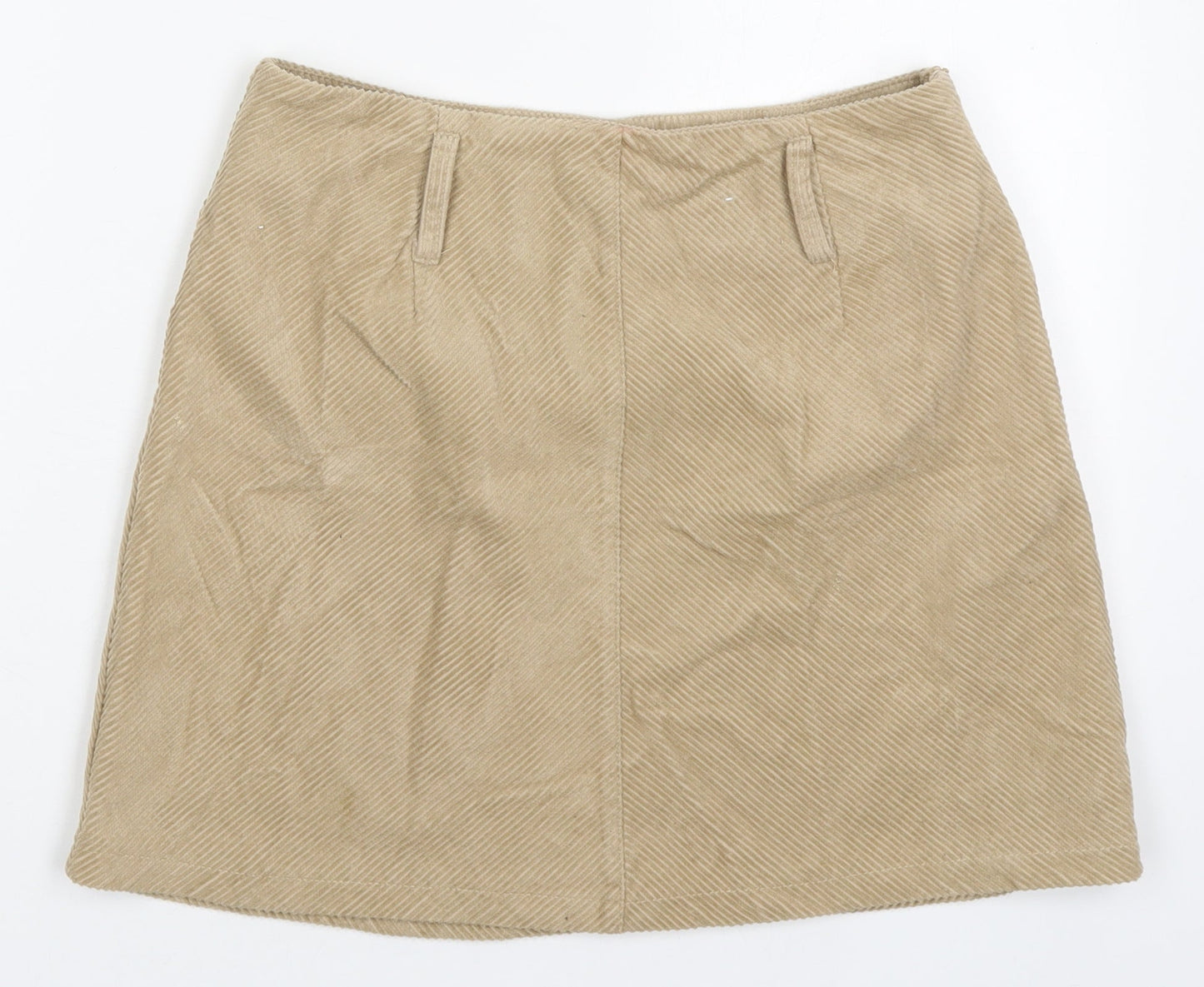 Denim Co Womens Beige  Cotton Mini Skirt Size 10   Zip