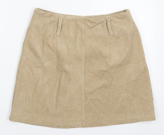 Denim Co Womens Beige  Cotton Mini Skirt Size 10   Zip