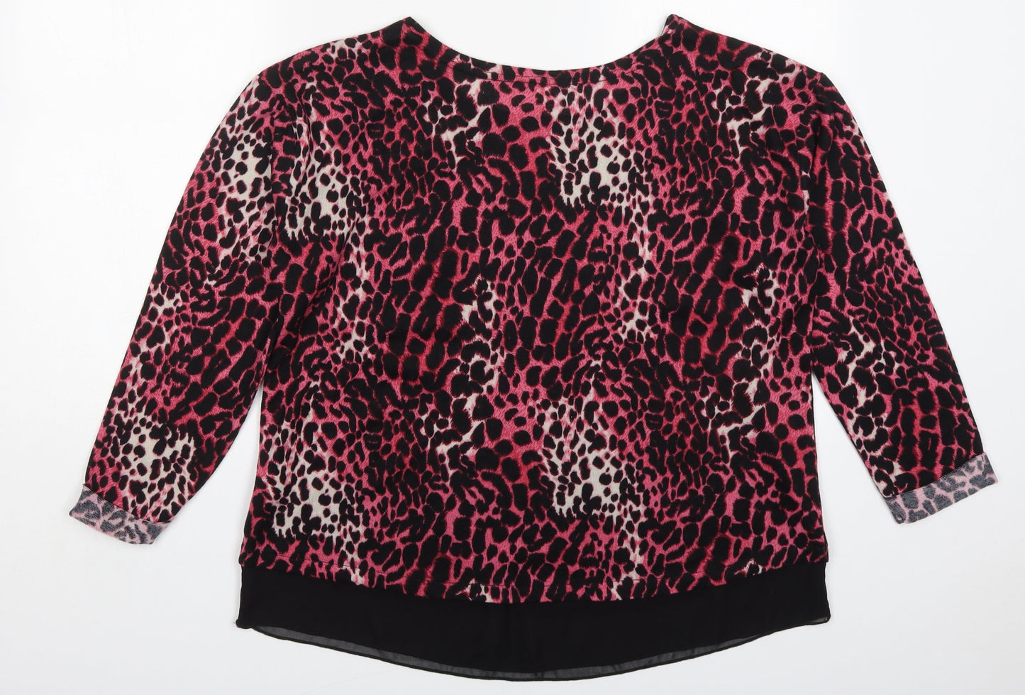 Stella Womens Pink Round Neck Animal Print Polyester Pullover Jumper Size 14