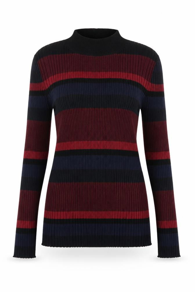 Papaya Womens Red Round Neck Striped Cotton Pullover Jumper Size 12