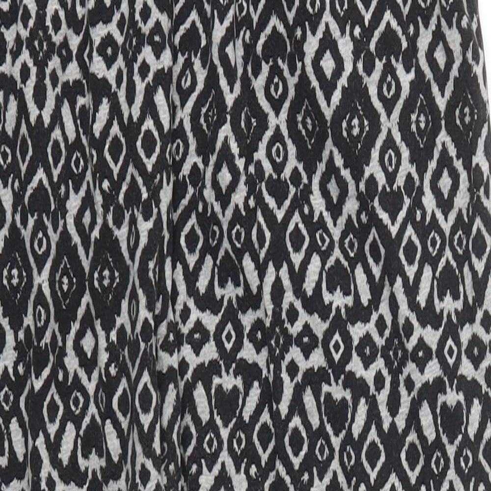 H&M Womens Grey Geometric Cotton Trousers  Size M L23 in Regular Drawstring - Pyjama Pants
