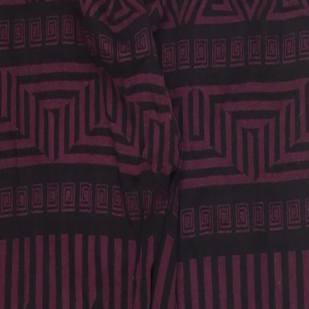 H&M Womens Purple Geometric Cotton Trousers  Size S L20 in Regular Drawstring - Pyjama Pants