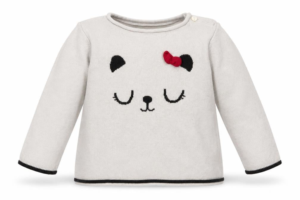 H&M Girls Beige Round Neck  Cotton Pullover Jumper Size 2 Years  Pullover - Bear