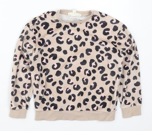 Marks and Spencer Girls Brown Animal Print Polyester Top Pyjama Top Size 8-9 Years  Pullover