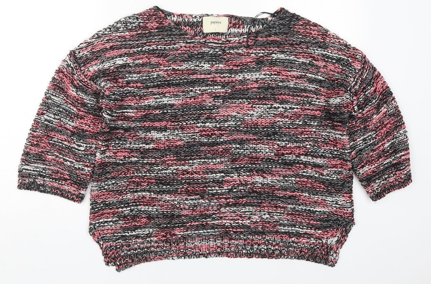 Papaya Womens Pink Round Neck  Acrylic Pullover Jumper Size L
