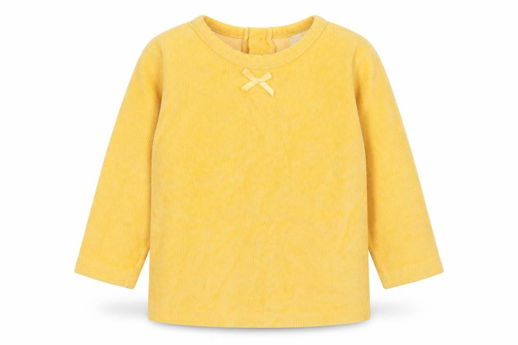 Kids Minis Girls Yellow  Cotton Basic T-Shirt Size 3 Years Crew Neck Button