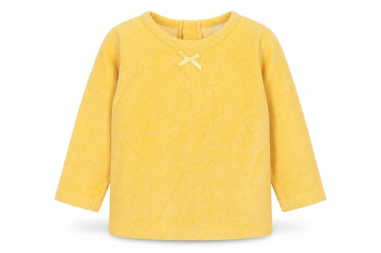 Kids Minis Girls Yellow  Cotton Basic T-Shirt Size 3 Years Crew Neck Button