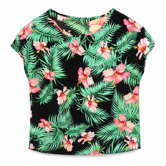Atmosphere Womens Black Floral Viscose Basic Blouse Size 8 Round Neck