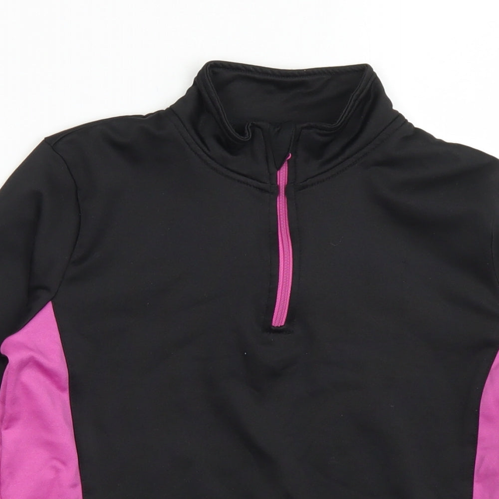 Crane Girls Black Colourblock Polyester Pullover Sweatshirt Size 9-10 Years  Zip
