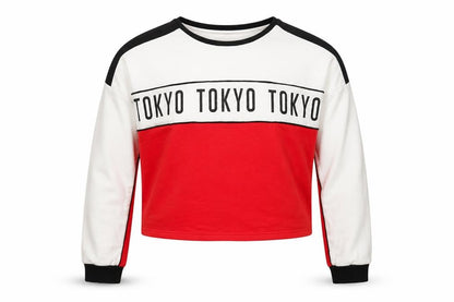 915 Generation Girls Red Colourblock Cotton Pullover Sweatshirt Size 14-15 Years   - Croppeed