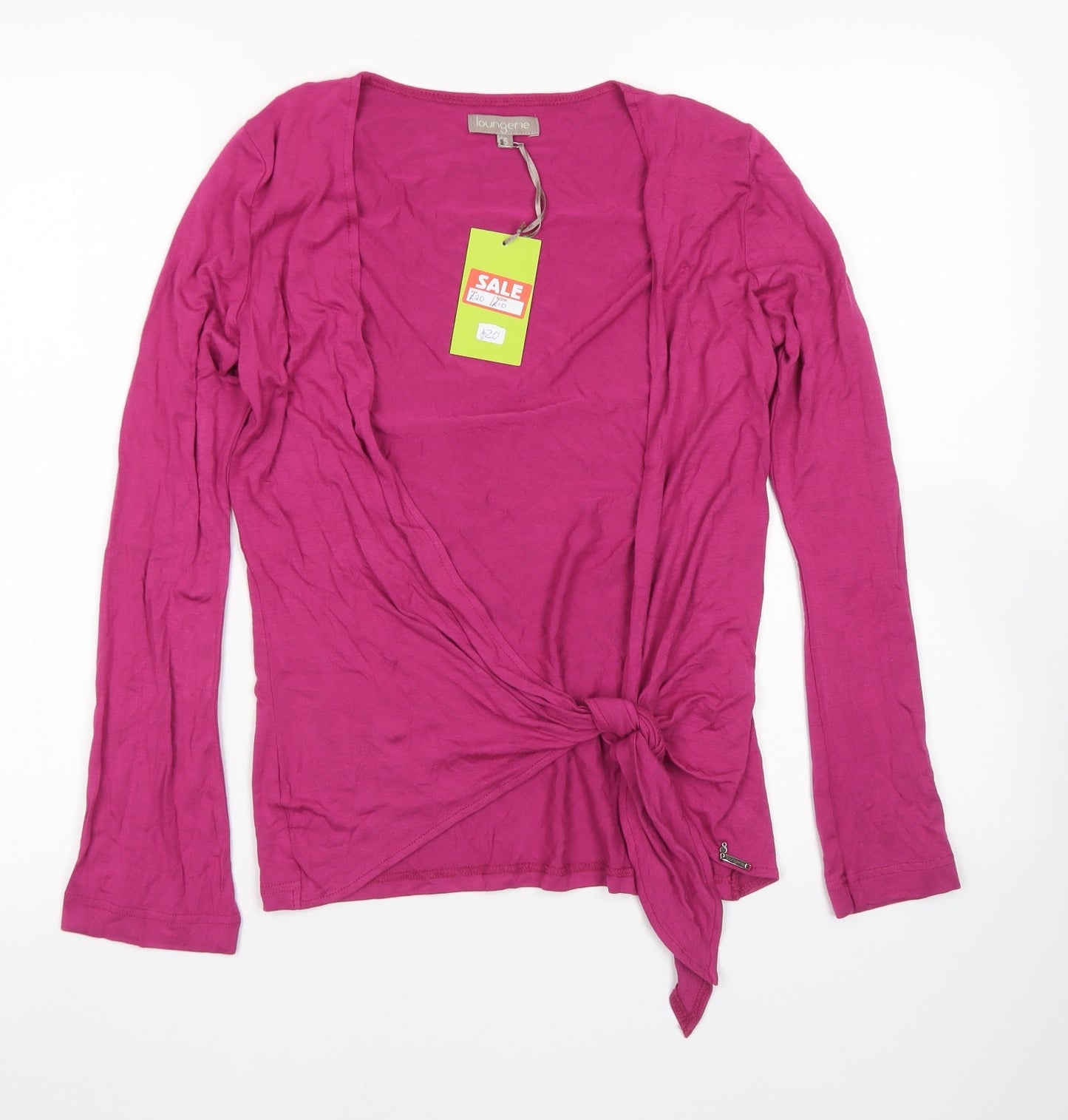 Loungerie Womens Pink  Viscose Wrap T-Shirt Size S V-Neck