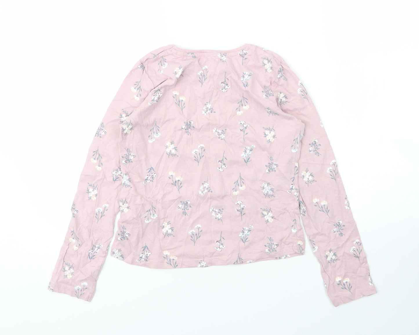 Primark Girls Pink Floral Cotton Basic T-Shirt Size 9 Years Round Neck