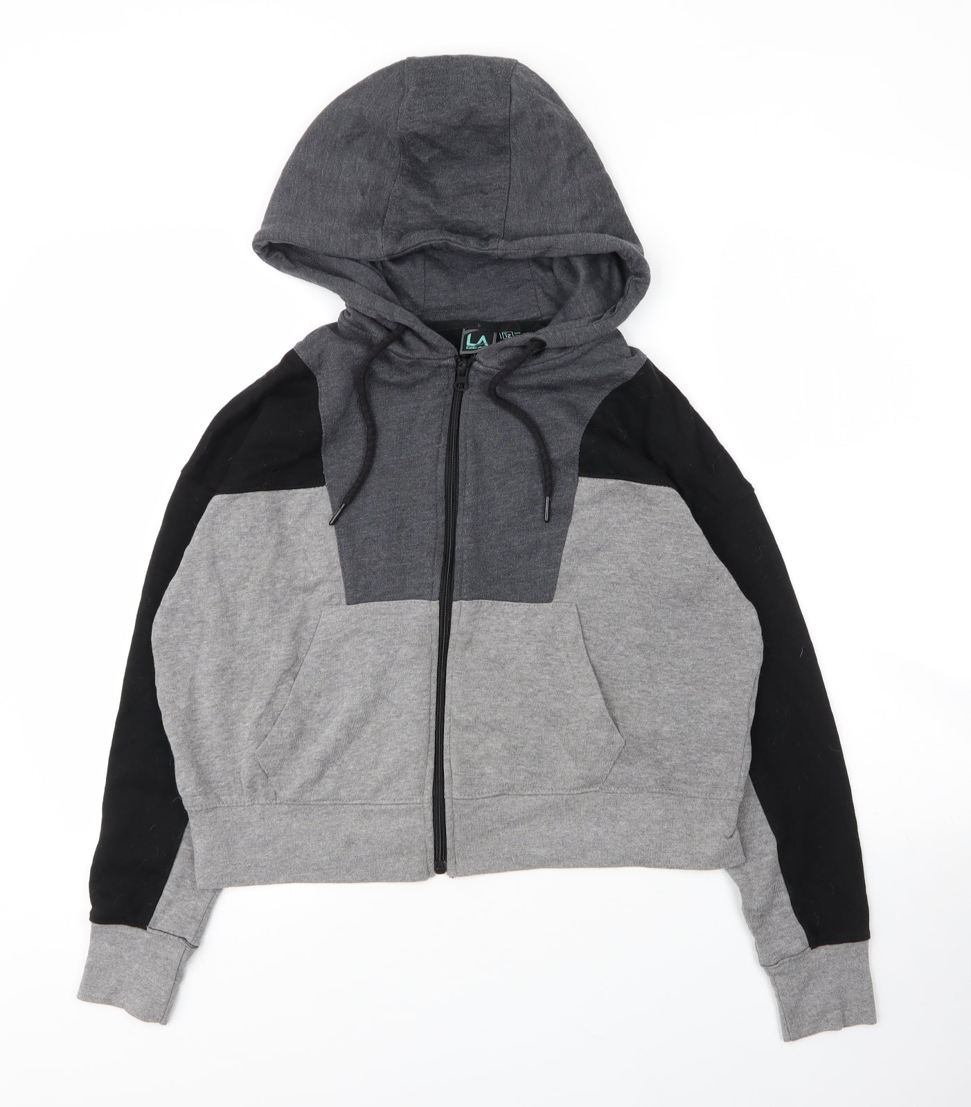 LA Gear Womens Grey  Cotton Full Zip Hoodie Size 12  Zip