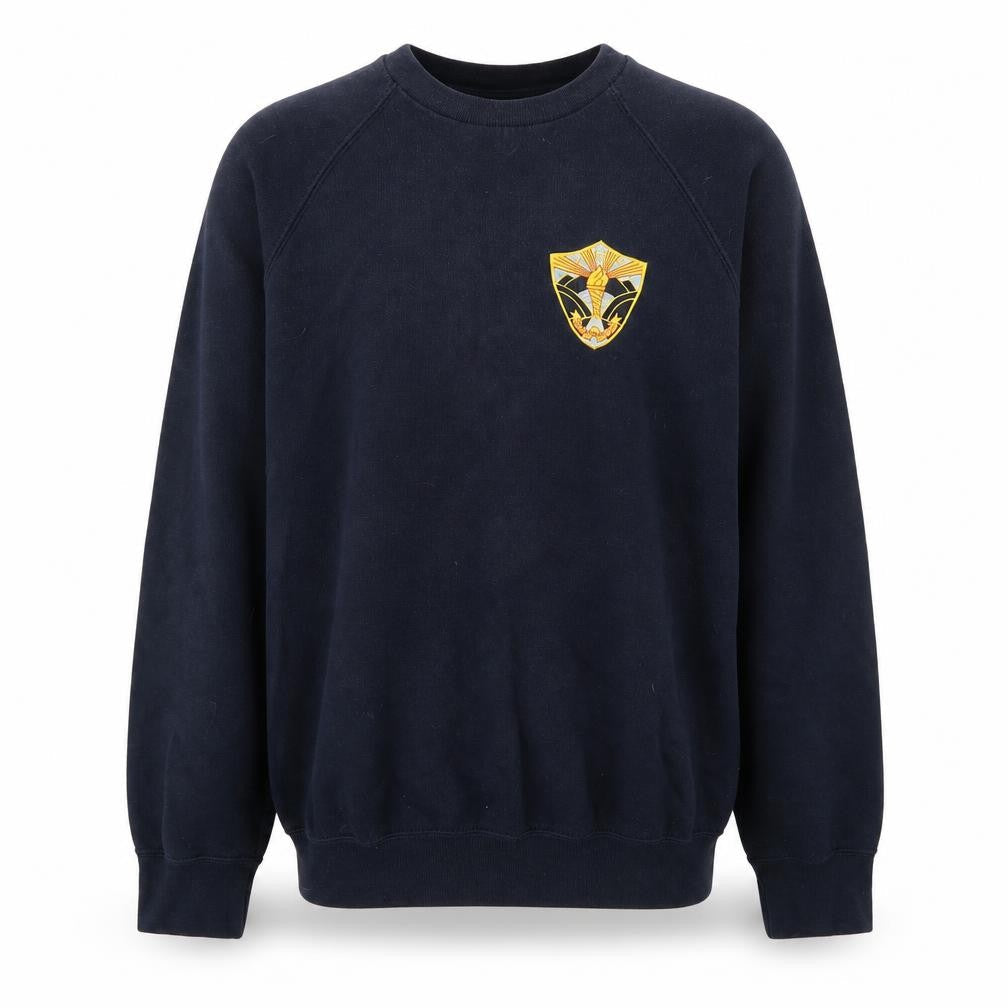 Russell Mens Blue Round Neck  Cotton Pullover Jumper Size S