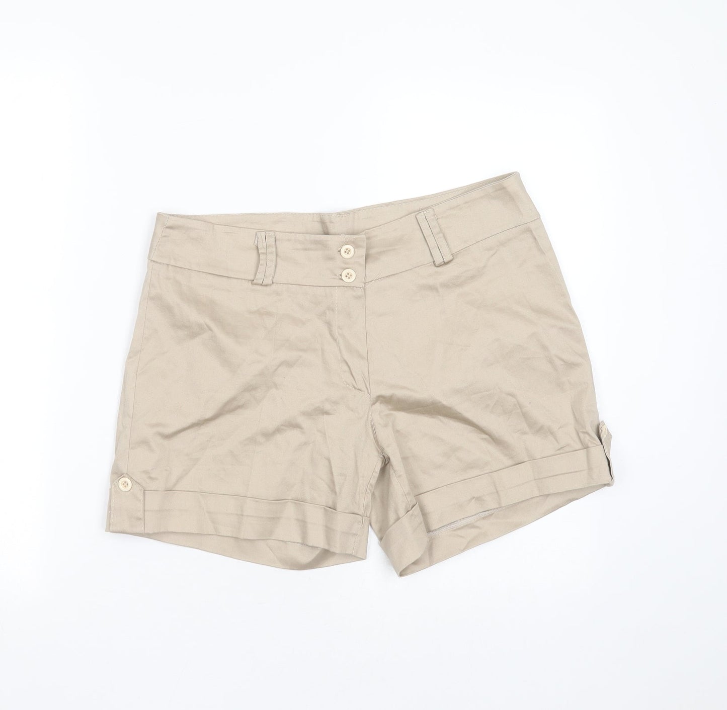 Preworn Womens Beige  Cotton Hot Pants Shorts Size L L5 in Regular