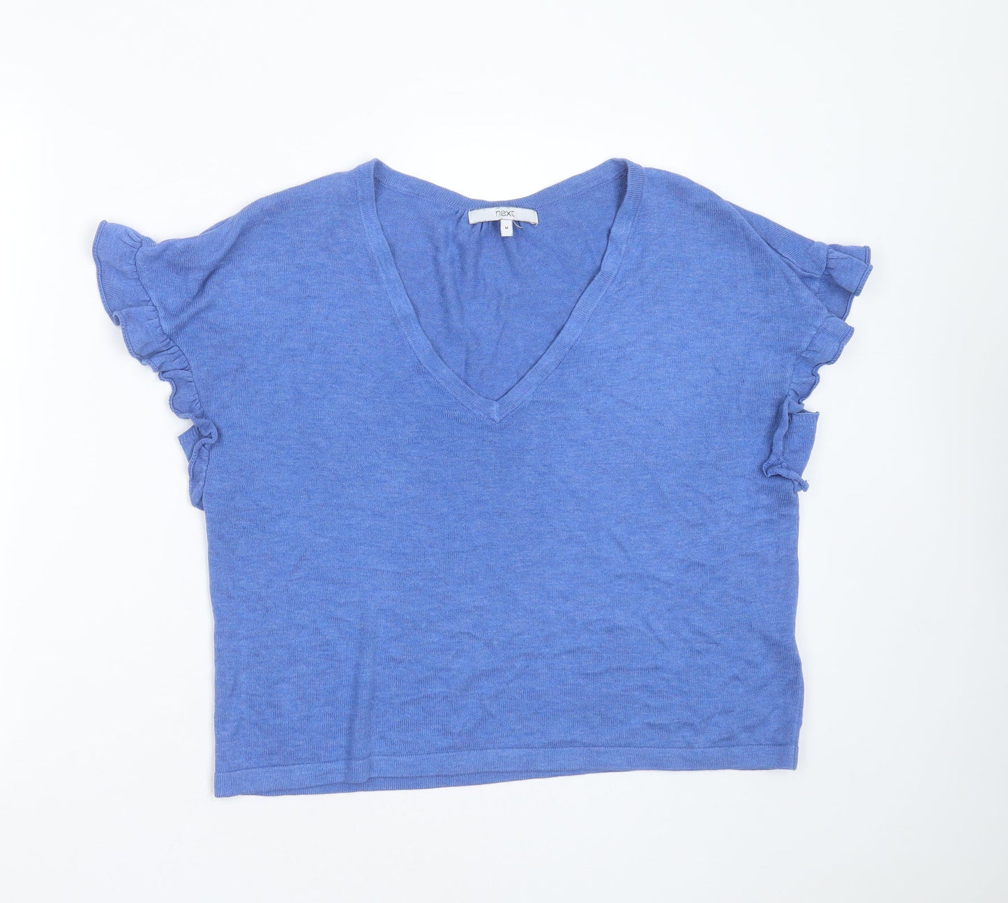 NEXT Womens Blue V-Neck  Acrylic Pullover Jumper Size M