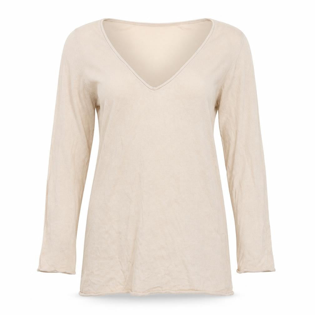 Gap Womens Beige V-Neck  Cotton Pullover Jumper Size S
