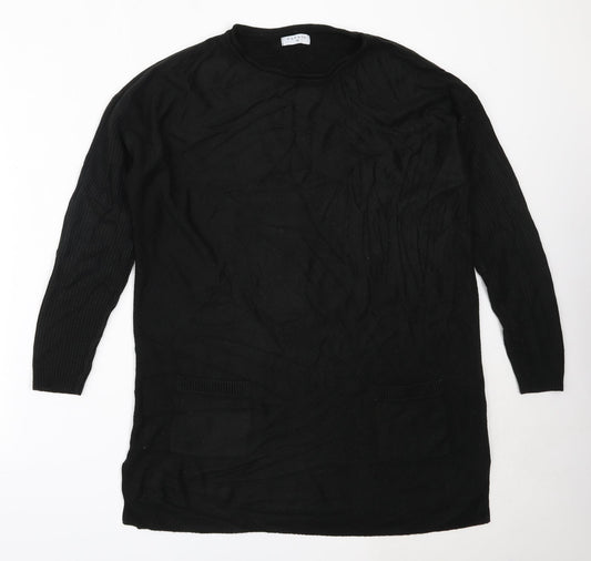 Papaya Womens Black Round Neck  Acrylic Pullover Jumper Size 10