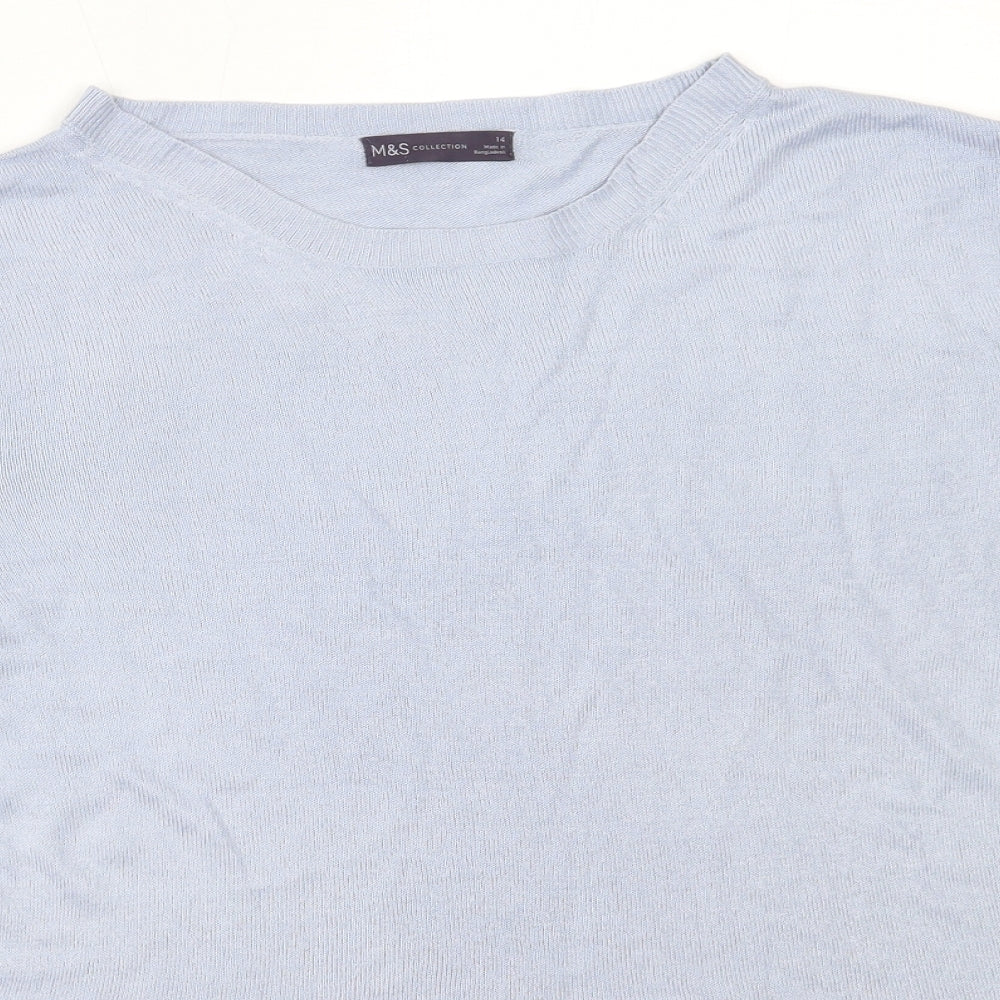 Marks and Spencer Womens Blue Round Neck  Acrylic Pullover Jumper Size 14