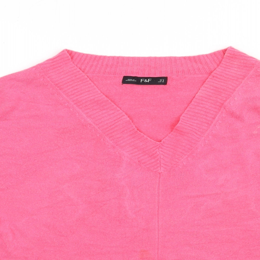 F&F Womens Pink  Acrylic Pullover Sweatshirt Size 12  Pullover