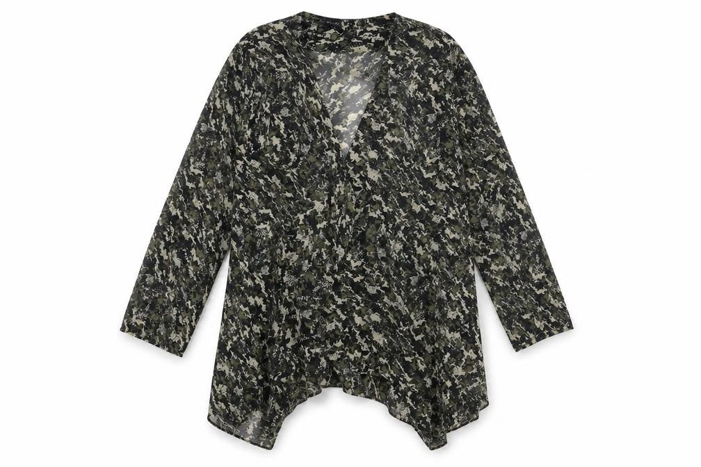 Kushi Womens Green V-Neck Animal Print Polyester Cape Jumper Size 16