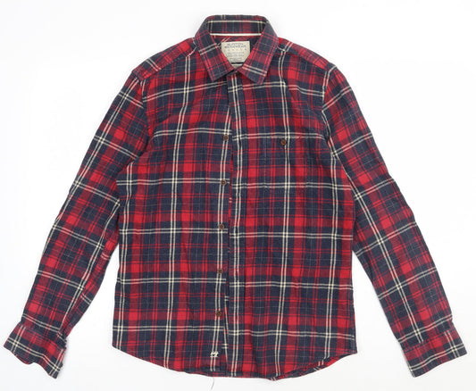 Burton Mens Red Check Cotton  Button-Up Size S Collared Button