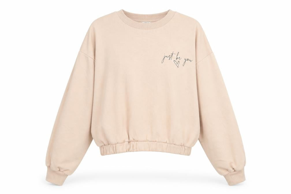 Matalan Girls Beige  Polyester Pullover Sweatshirt Size 13 Years  Pullover - Just be you, cropped