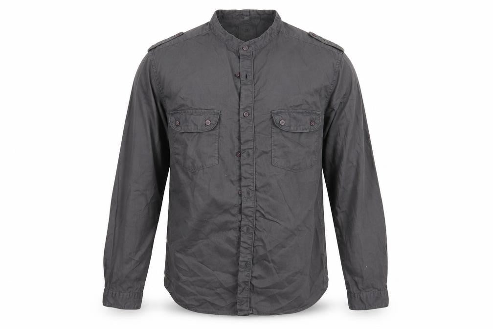 Burton Mens Grey  Cotton  Button-Up Size S Crew Neck Button