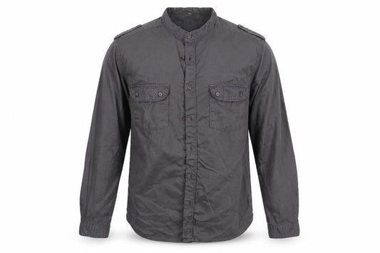 Burton Mens Grey  Cotton  Button-Up Size S Crew Neck Button