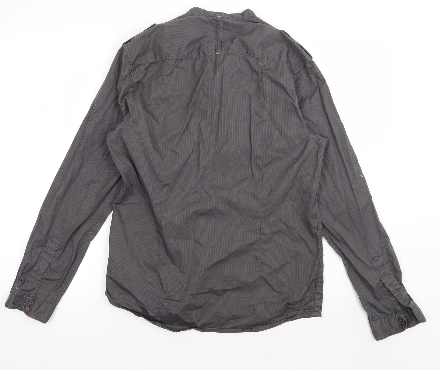 Burton Mens Grey  Cotton  Button-Up Size S Crew Neck Button