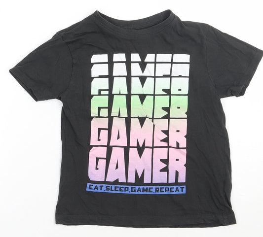 Primark Boys Grey  Cotton Basic T-Shirt Size 7-8 Years Crew Neck Pullover - Gamer