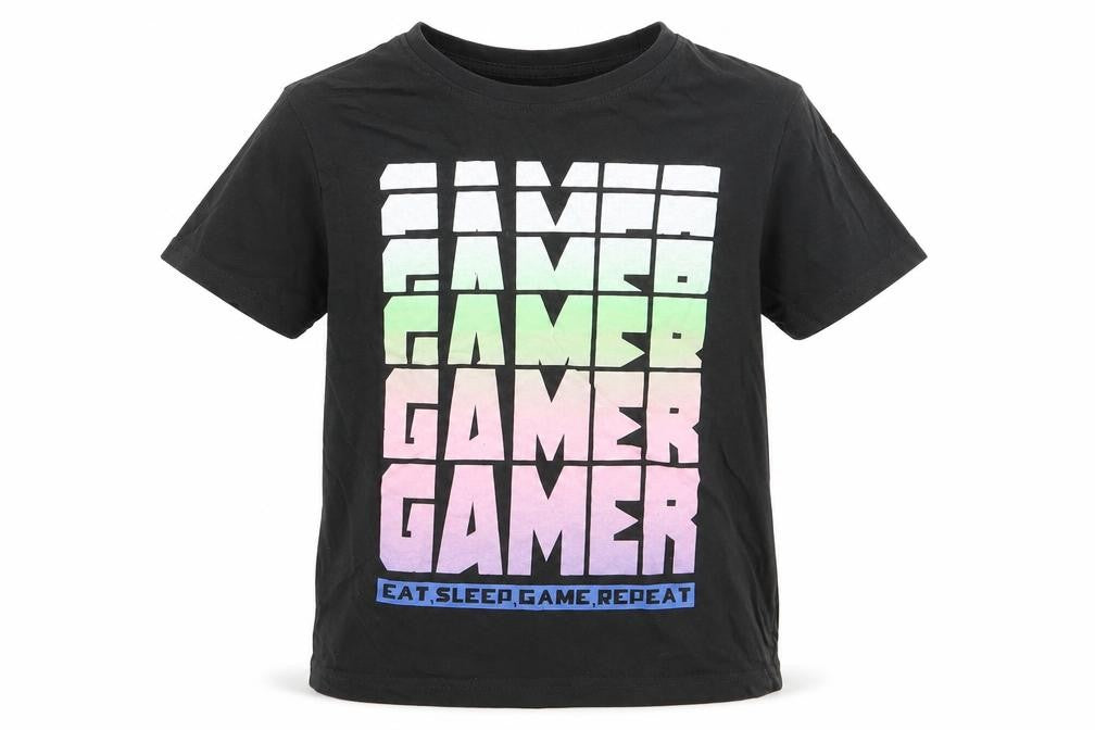 Primark Boys Grey  Cotton Basic T-Shirt Size 7-8 Years Crew Neck Pullover - Gamer