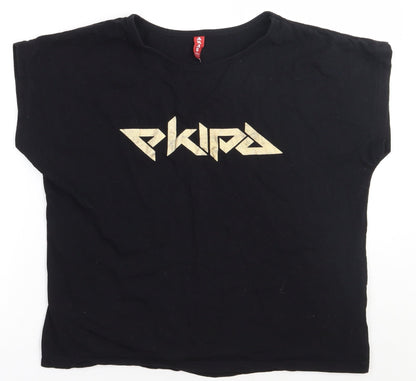 arass style Womens Black  Cotton Basic T-Shirt Size L Crew Neck