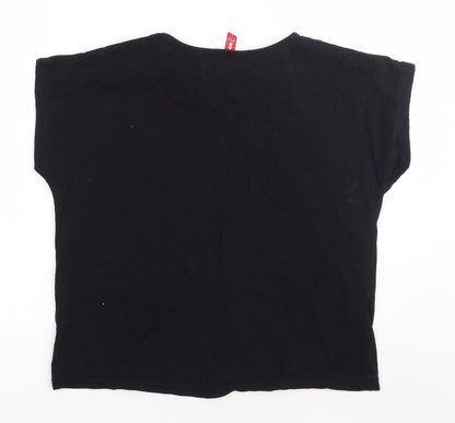 arass style Womens Black  Cotton Basic T-Shirt Size L Crew Neck
