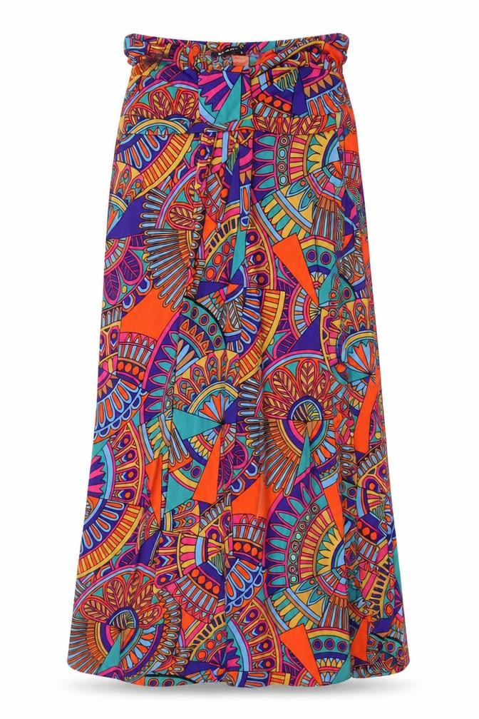 sel3ct Womens Multicoloured Geometric Polyester A-Line  Size 12  Off the Shoulder Pullover
