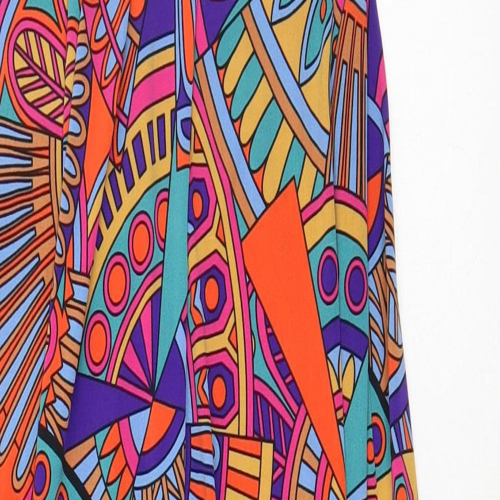 sel3ct Womens Multicoloured Geometric Polyester A-Line  Size 12  Off the Shoulder Pullover