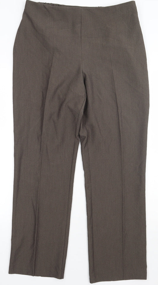 Marks and Spencer Womens Green  Polyester Trousers  Size 14 L30 in Regular