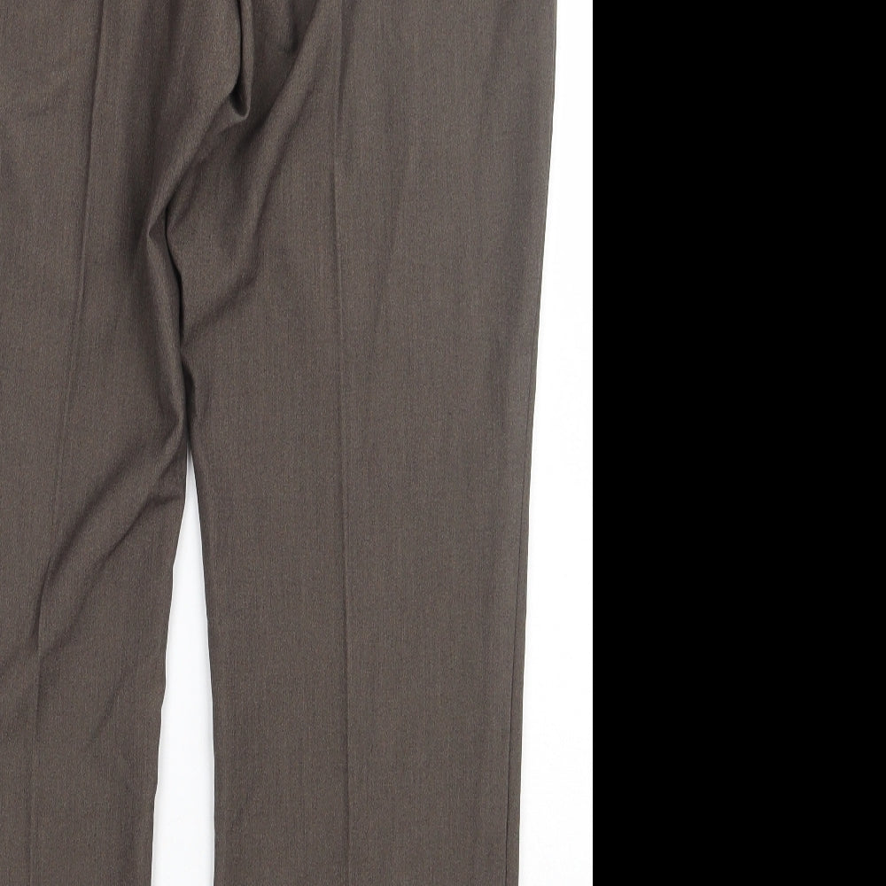 Marks and Spencer Womens Green  Polyester Trousers  Size 14 L30 in Regular