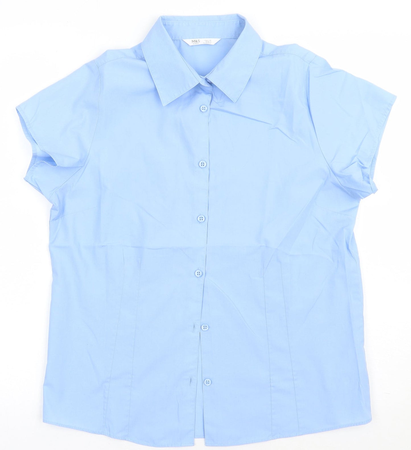 Marks and Spencer Boys Blue  Polyester Basic Button-Up Size 14 Years Collared Button - school Wear