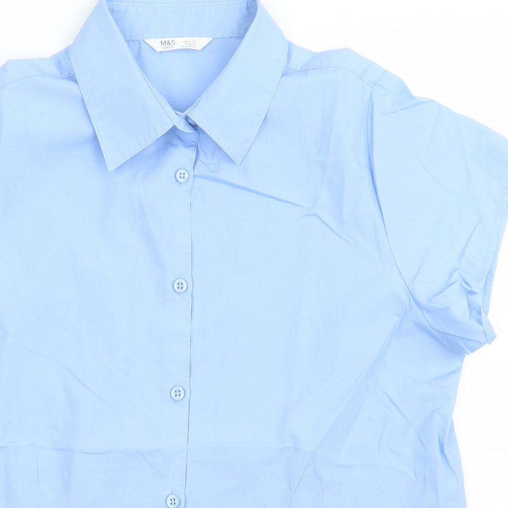 Marks and Spencer Boys Blue  Polyester Basic Button-Up Size 14 Years Collared Button - school Wear
