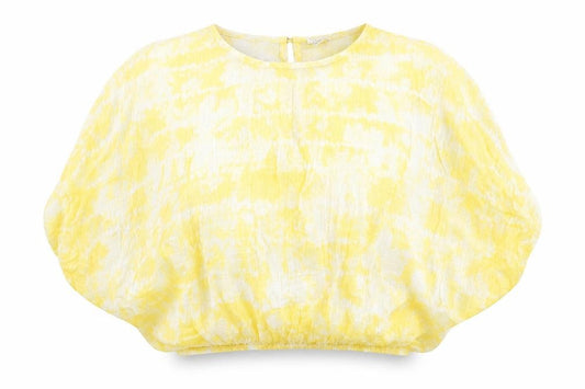 River Island Womens Yellow  Viscose Cropped Blouse Size 8 Crew Neck