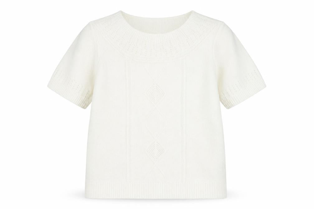 Afibel Womens White Round Neck  Acrylic Pullover Jumper Size 14