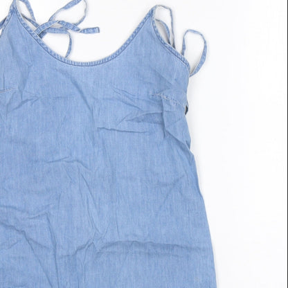 ASOS Womens Blue  Cotton Basic Tank Size 8 Round Neck