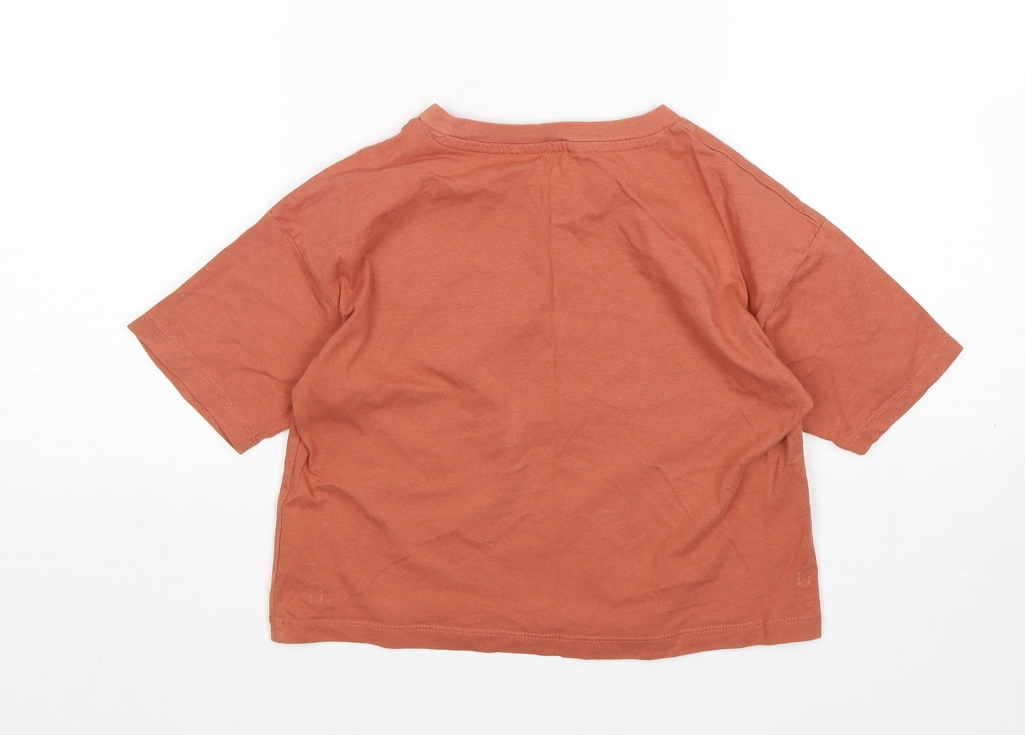 George Girls Brown  Cotton Basic T-Shirt Size 9-10 Years Round Neck