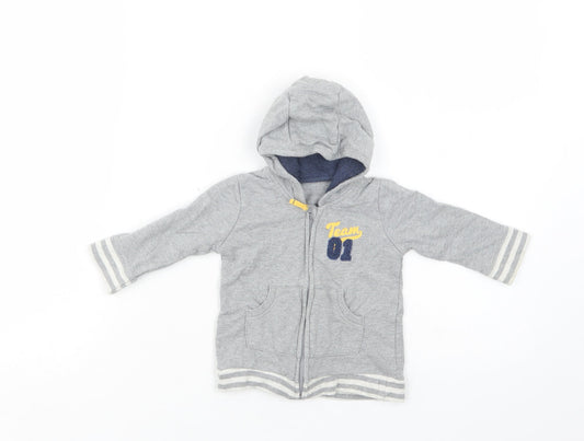 George Baby Grey  Cotton Full Zip Jumper Size 3-6 Months  Zip