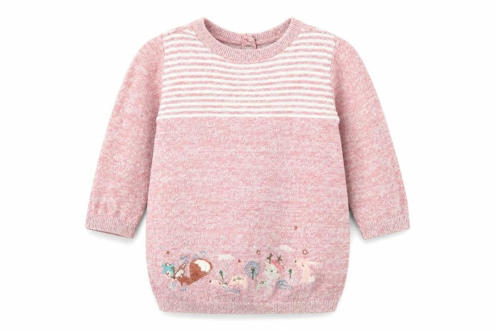 TU Baby Pink Striped Cotton Pullover Jumper Size 3-6 Months  Button