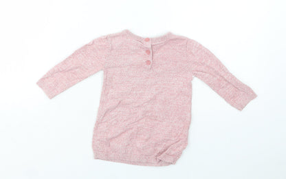 Tu Baby Pink Striped Cotton Pullover Jumper Size 3-6 Months  Button